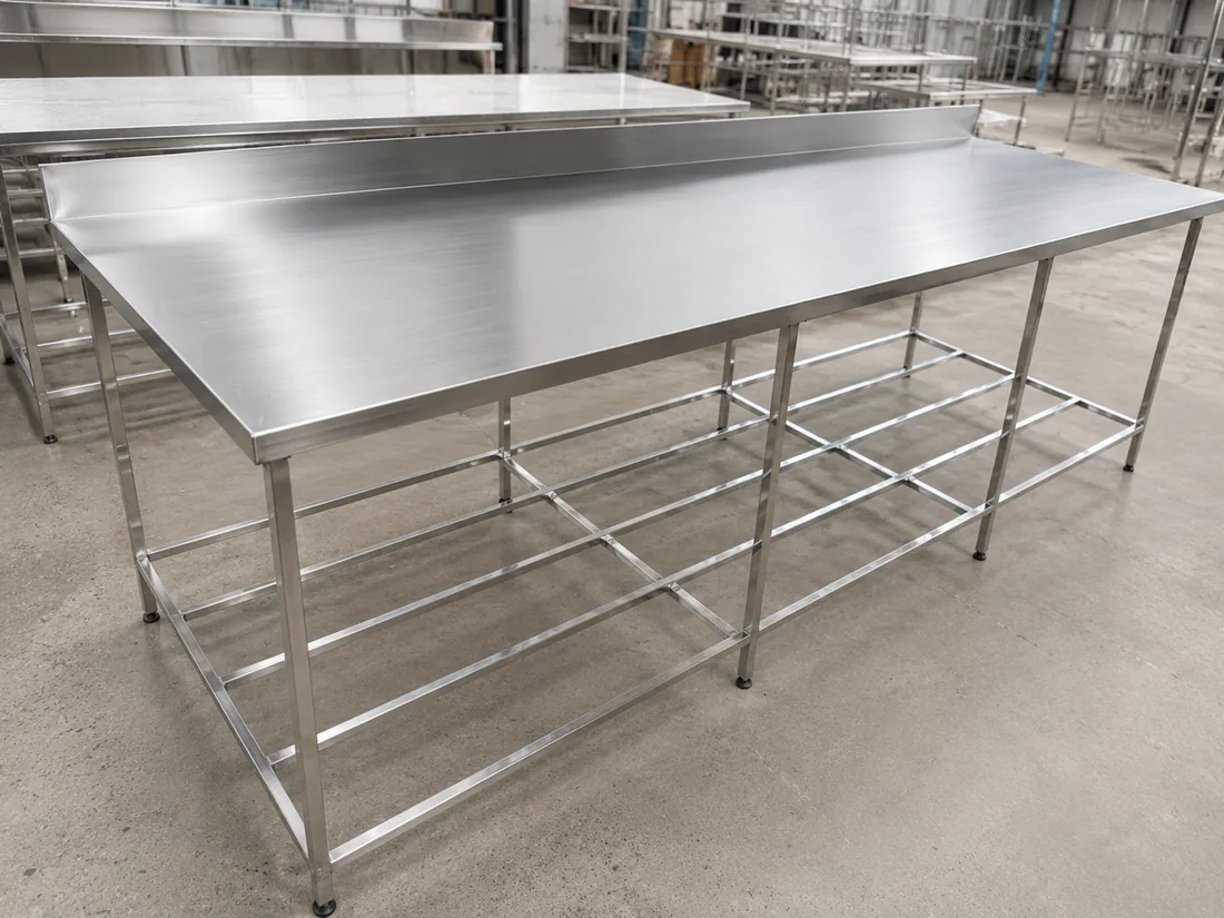 Mesa Industrial inox com frontão